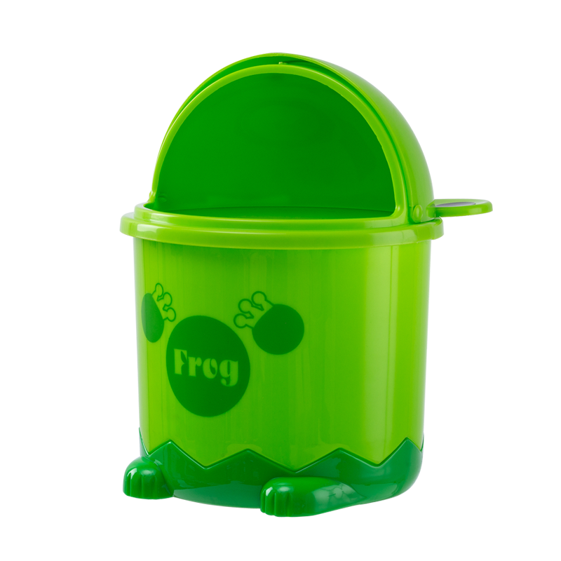 Ведро для мусора на 3.2л круглое MVM Frog с крышкой 270x185x185мм пластиковое зеленое BIN-07 3,2L GREEN
