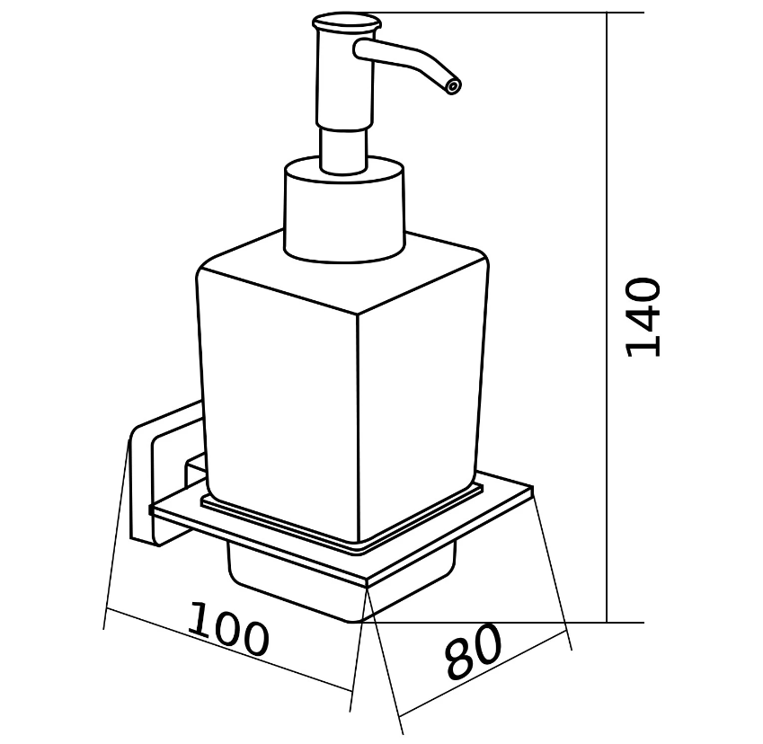 Дозатор для рідкого мила MEXEN ARNO настінний на 180мл прямокутный скляний хром MEX-70207388-00