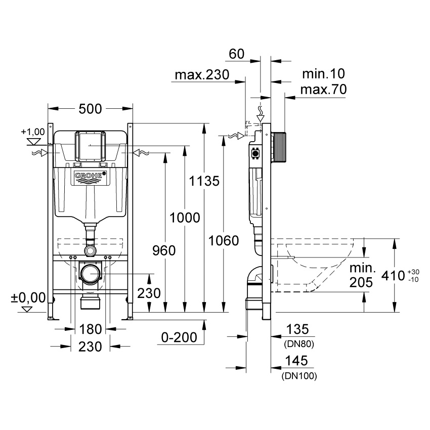 Комплект инсталляции GROHE Rapid SL унитаз VOLLE с крышкой 13-52-222+3884000G