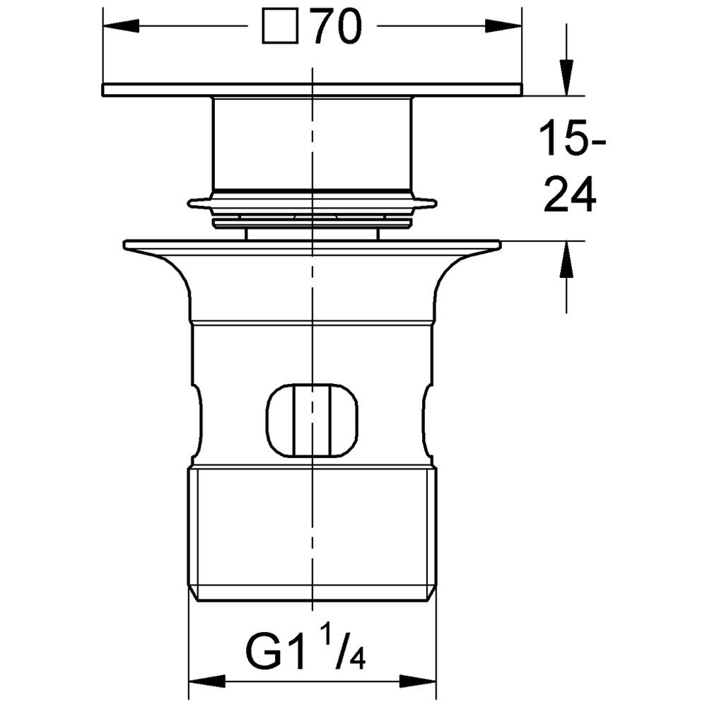 Донный клапан Click-Clack для раковины GROHE 70мм с переливом латунь прямоугольный 1 1/4" матовый серый 40565AL0