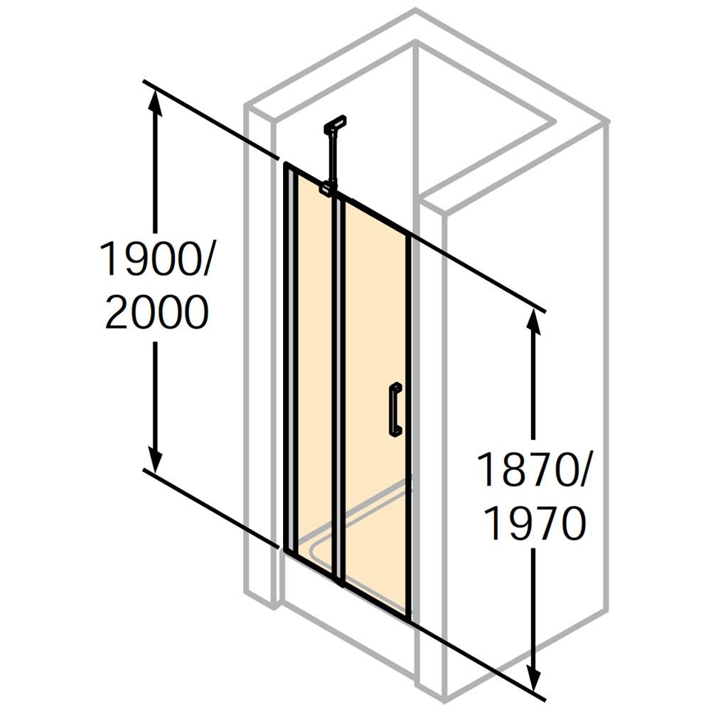Двері скляні для душової ніші універсальні розпашні двосекційні HUPPE Classics 2 200x80см прозоре скло 6мм профіль хром C23204.069.321