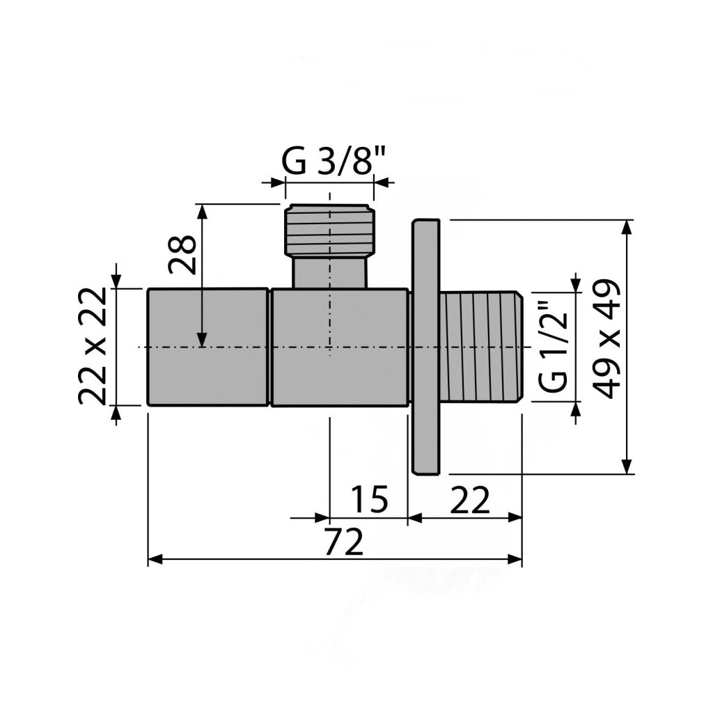 Вентиль запірний побутовий ALCAPLAST кутовий 1/2"x3/8" зв-зв ARV002