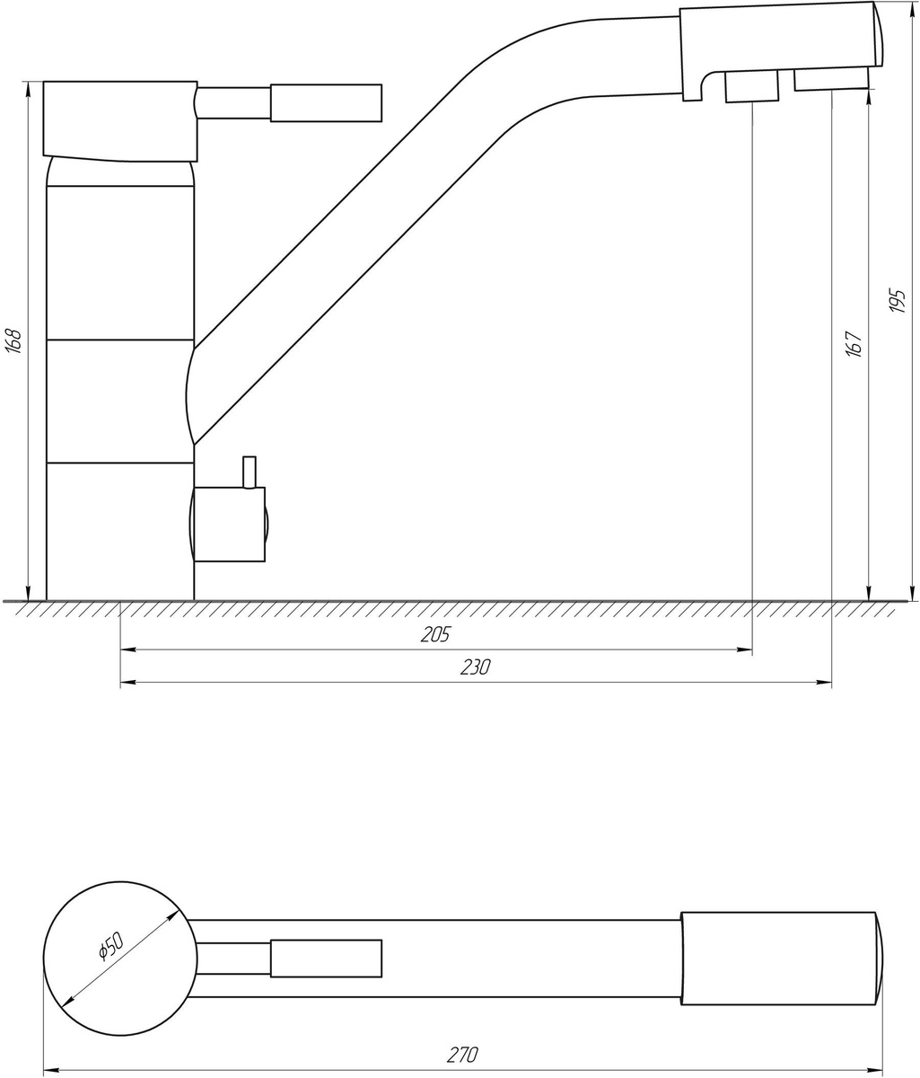 Кран для кухні із краном для фільтрованої водою GLOBUS LUX LAZER GLLR-0555-10-BB чорний латунь 000011154