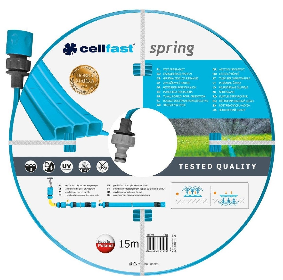 Шланг садовый CELLFAST SPRING, оросительный перфорированный, 15м 19-022