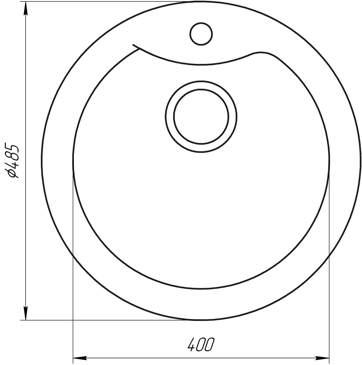 Мийка для кухні гранітна кругла GLOBUS LUX ORTA 485x485x215мм без сифону біла 000008748