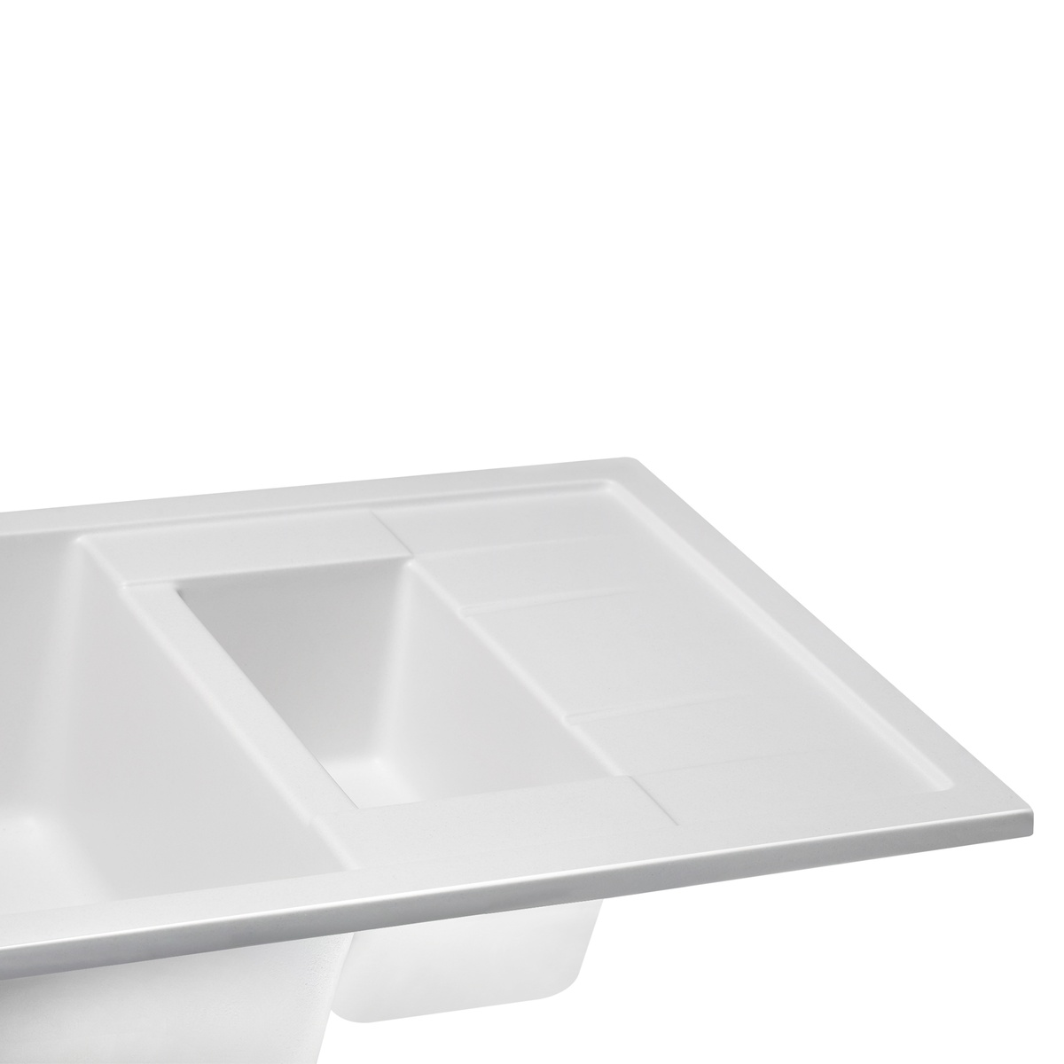 Кухонная мойка гранитная прямоугольная Q-TAP CS 485мм x 755мм белый на полторы чаши без сифона QT7648WHI650