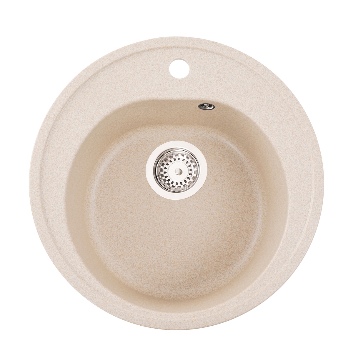 Мийка для кухні гранітна кругла PLATINUM 510 LUNA 510x510x190мм без сифону бежева PLS-A25060