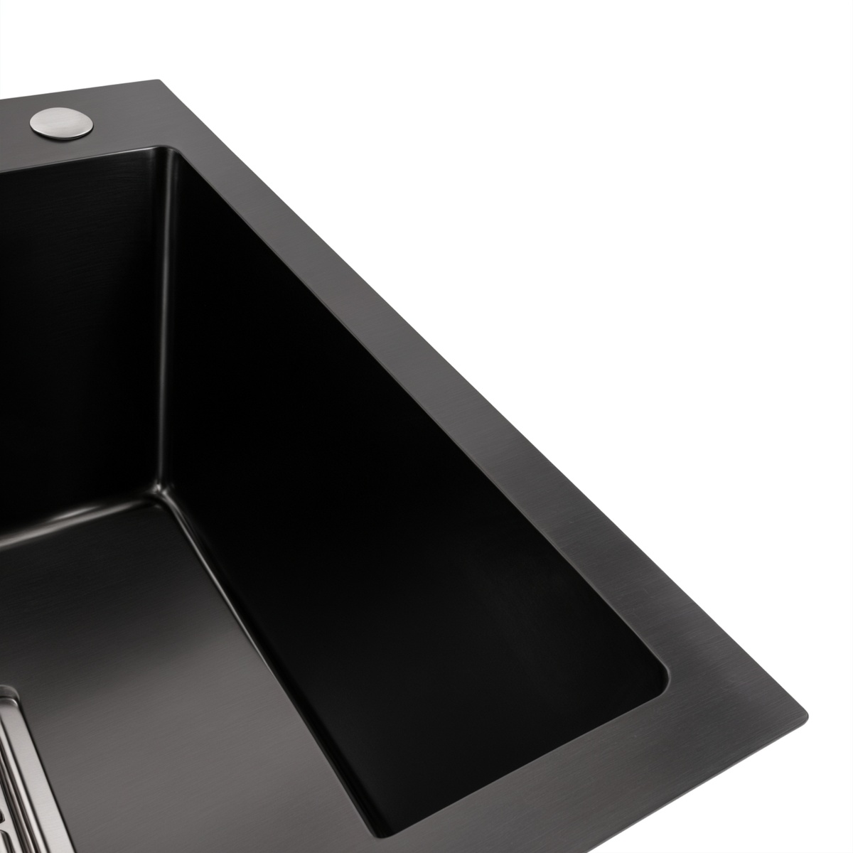 Мойка для кухни из нержавеющей стали квадратная PLATINUM Handmade НSBB 450x450x230мм глянцевая 1мм черная с сифоном PLS-A37434