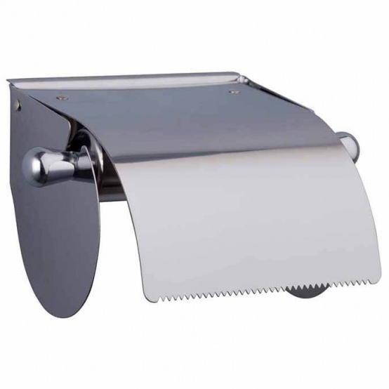 Держатель для туалетной бумаги с крышкой FRAP прямоугольный металлический хром F501