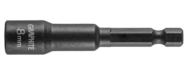 Головка торцевая GRAPHITE, 1/4", ударная с магнитом, 8х65мм, сталь S2