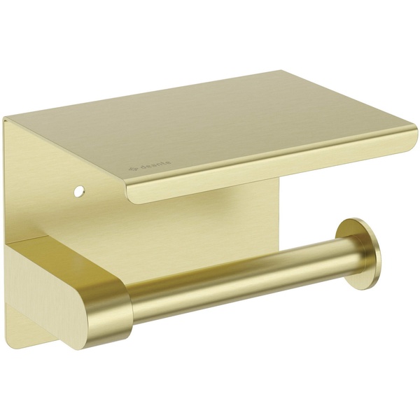 Тримач для туалетного паперу із поличкою DEANTE Round прямокутний із нержавіючої сталі золото ADR_R221