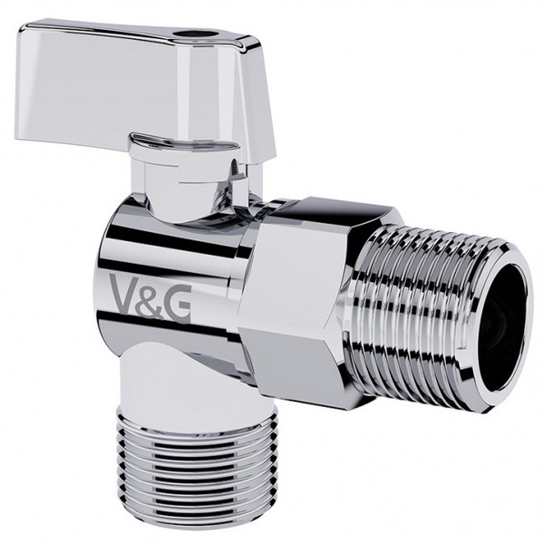 Кран шаровой бытовой V&G VALOGIN угловой 1/2" нр-нр SQ-1045318
