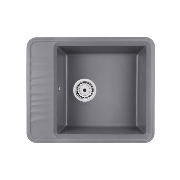 Мийка на кухню гранітна прямокутна Q-TAP CS 6250 610x500мм сіра із сифоном QT6250GRE471