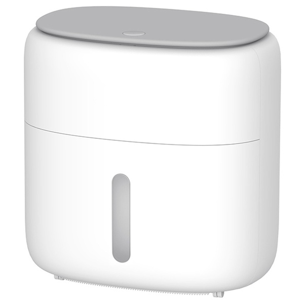 Держатель для туалетной бумаги с крышкой с полкой MVM округлый пластиковый серый BP-44 white/gray
