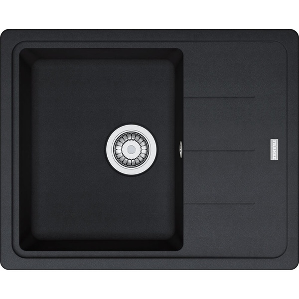 Мийка для кухні гранітна прямокутна FRANKE Basis BFG 611-62 620x500x200мм із сифоном чорна 114.0272.580