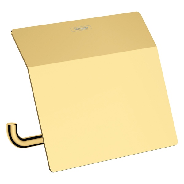 Держатель для туалетной бумаги с крышкой HANSGROHE AddStoris прямоугольный металлический золото 41753990