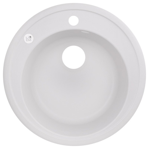 Мойка на кухню гранитная круглая LIDZ 510мм x 510мм белый без сифона LIDZWHI01D510200