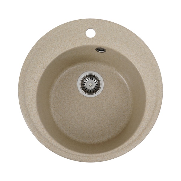 Мийка для кухні гранітна кругла PLATINUM 510 YARA 510x510x180мм без сифону бежева PLS-A24811