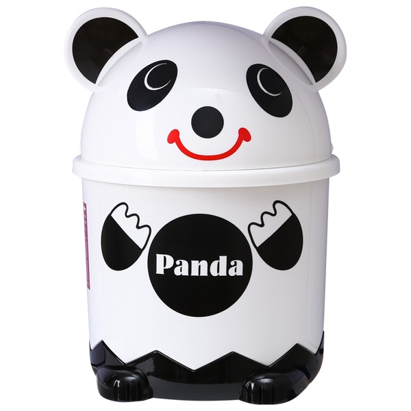 Ведро для мусора на 3.2л круглое MVM Panda с крышкой 270x185x185мм пластиковое с рисунком BIN-07 3,2L WHITE