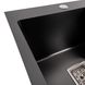 Мийка для кухні із нержавіючої сталі квадратна PLATINUM Handmade НSBB 450x450x230мм глянцева 1мм чорна із сифоном PLS-A37434 4 з 6