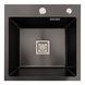 Мийка для кухні із нержавіючої сталі квадратна PLATINUM Handmade НSBB 450x450x230мм глянцева 1мм чорна із сифоном PLS-A37434 1 з 6