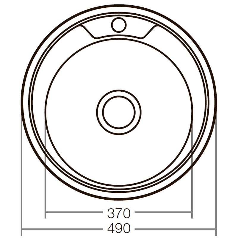 Мийка для кухні із нержавіючої сталі кругла ZERIX Z490-06-180D 490x490x180мм мікротекстура 0.6мм із сифоном ZX1583