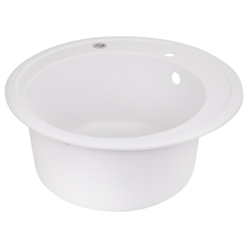 Кухонна мийка композитна кругла LIDZ 510мм x 510мм білий без сифону LIDZWHI01D510200