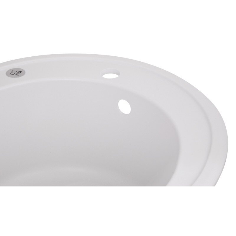 Кухонна мийка композитна кругла LIDZ 510мм x 510мм білий без сифону LIDZWHI01D510200