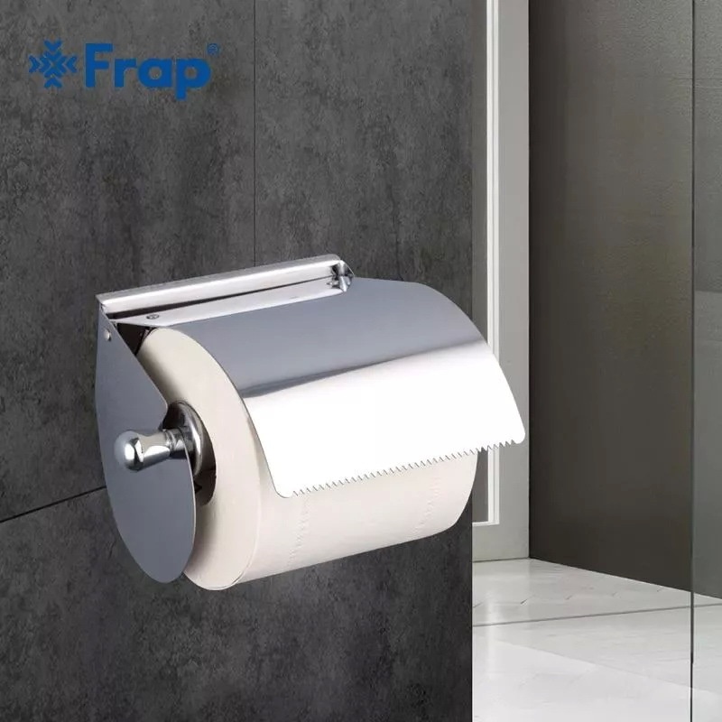 Тримач для туалетного паперу із кришкою FRAP прямокутний металевий хром F501
