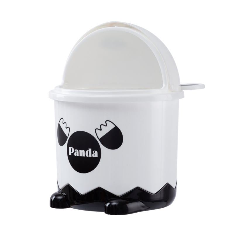 Відро для сміття на 3.2л кругле MVM Panda з кришкою 270x185x185мм пластикове з малюнком BIN-07 3,2L WHITE