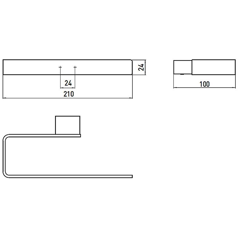 Тримач для рушників EMCO Loft 240мм прямокутний метал хром 055500100