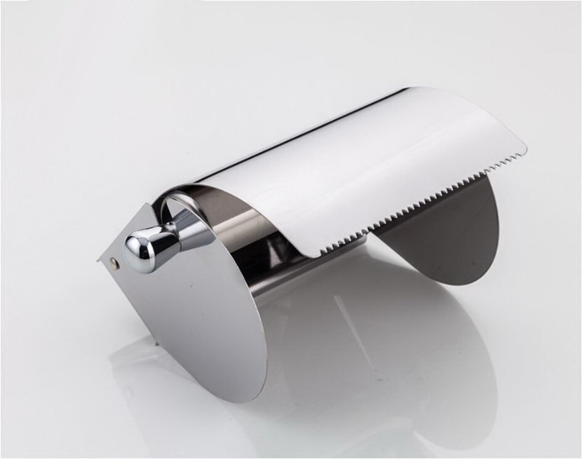 Держатель для туалетной бумаги с крышкой FRAP прямоугольный металлический хром F501