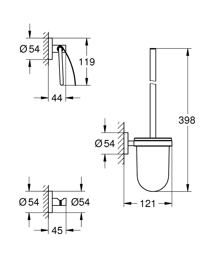 Набор аксессуаров для ванной GROHE QuickFix Start округлый металлический хром 41204000
