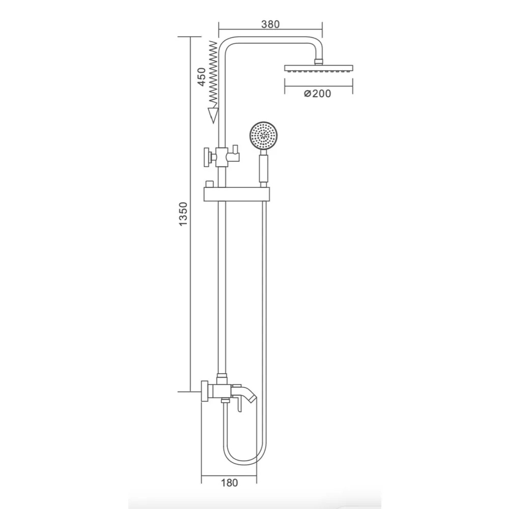 Душова система FRAP із верхнім душем та виливом латунна хром F2416