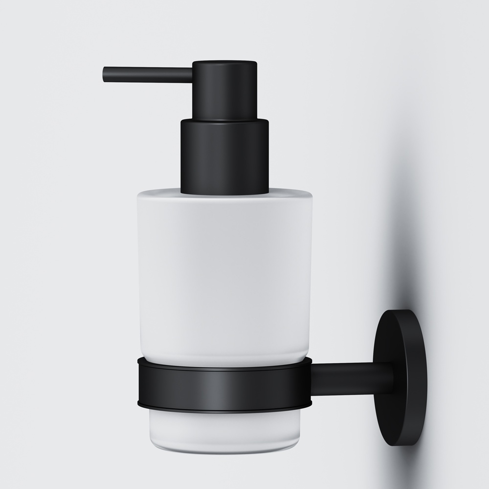 Дозатор для жидкого мыла AM.PM X-Joy настенный на 200мл округлый стеклянный черный A85A36922