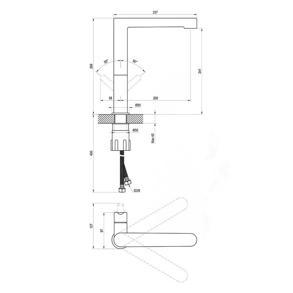 Змішувач для умивальника одноважільний RAVAK Puri хром латунь X070143