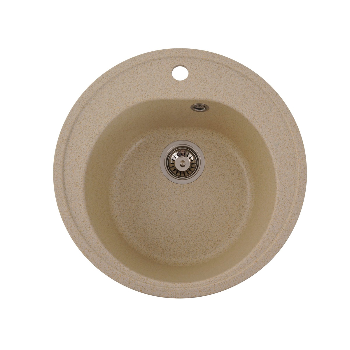 Мийка для кухні гранітна кругла PLATINUM 510 LUNA 510x510x190мм без сифону бежева PLS-A25059