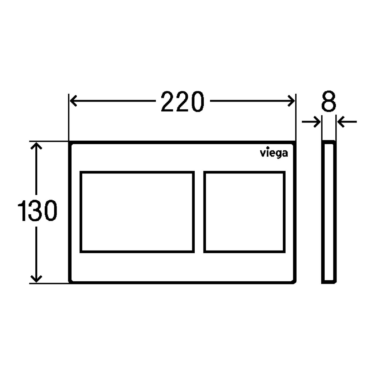 Кнопка зливу для інсталяції VIEGA Prevista Visign for Style 21 801724 пластикова подвійна матована чорна 000006101