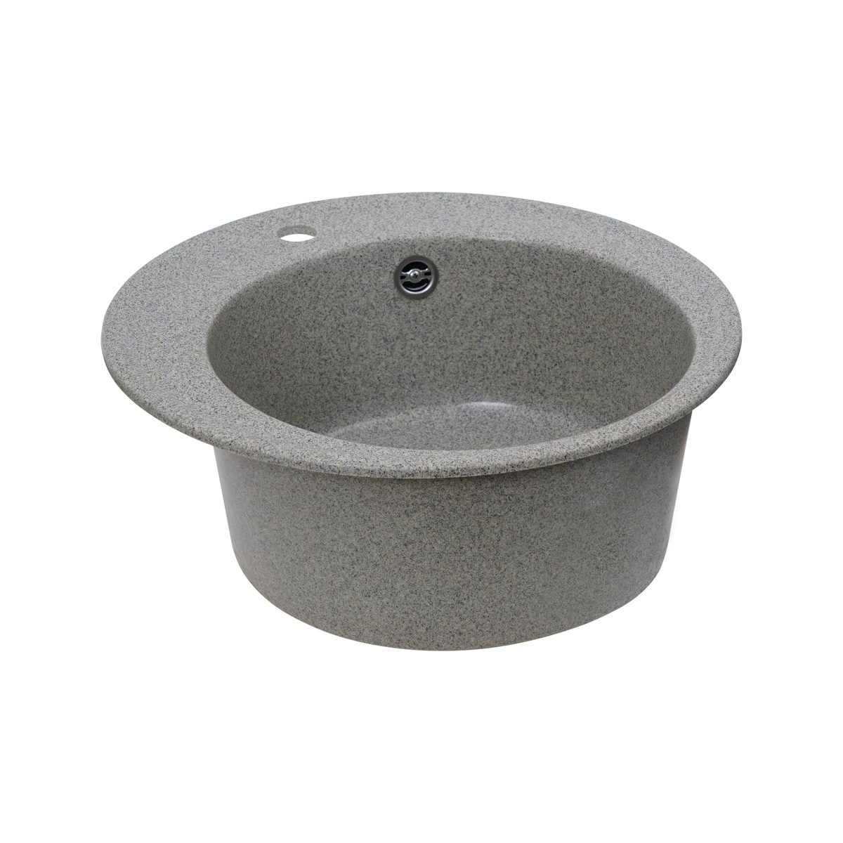 Мийка для кухні гранітна кругла PLATINUM 510 YARA 510x510x180мм без сифону сіра PLS-A24812
