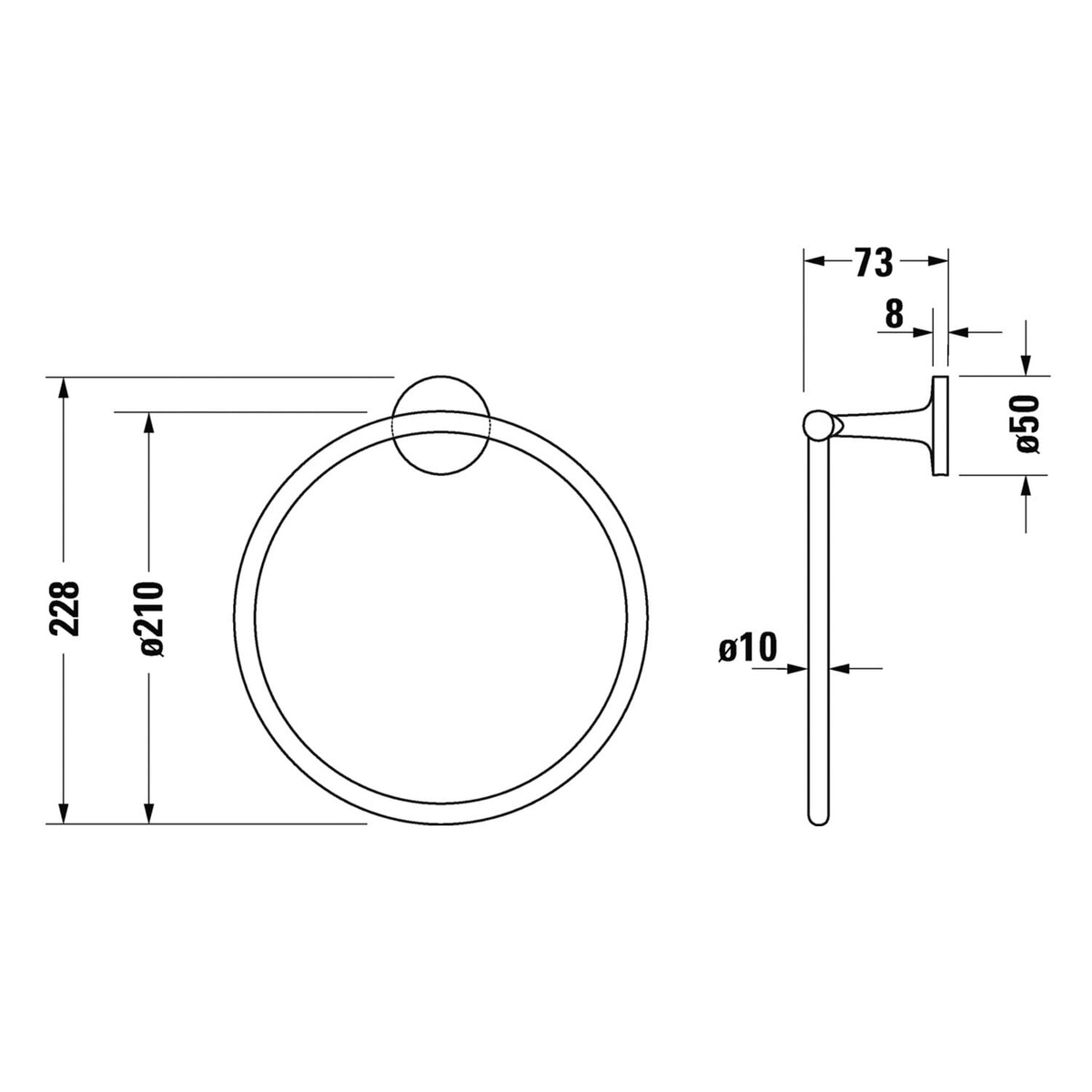 Держатель-кольцо для полотенец DURAVIT Starck T 210мм округлый металлический черный 0099474600