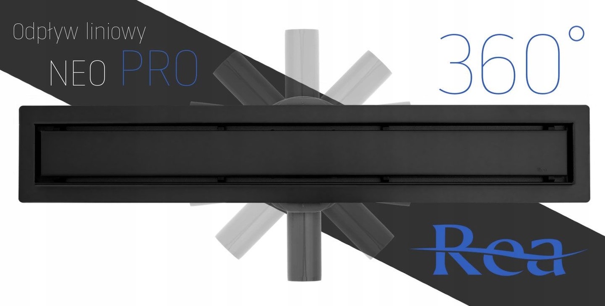 Трап лінійний для душу REA NEO PRO BLACK 2в1 900мм під плитку із сухим затвором чорний REA-G8908