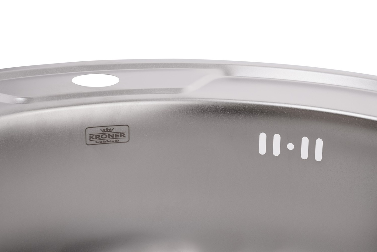 Мойка для кухни из нержавеющей стали круглая KRONER KRP 490x490x160мм матовая 0.6мм с сифоном CV022764