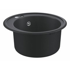 Раковина на кухню керамическая круглая GROHE 510мм x 510мм черный с сифоном 31656AP0