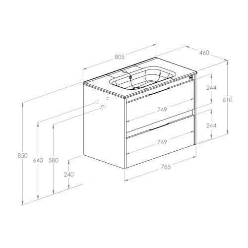 Тумба із умивальником ROCA Alpine 80x61x46см підвісна бежева A852014464