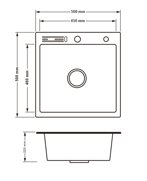Мойка для кухни из нержавеющей стали квадратная LIDZ 500x500x215мм матовая 1мм с сифоном LIDZLH5050TBRU3010