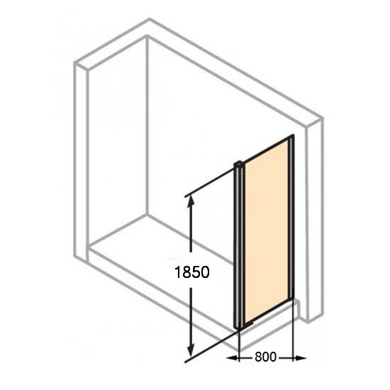 Стенка стеклянная для душа боковая 185x80см HUPPE X0 стекло прозрачное 4мм 620502.069.321