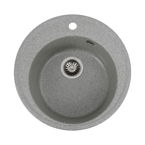 Мийка для кухні гранітна кругла PLATINUM 510 YARA 510x510x180мм без сифону сіра PLS-A24812