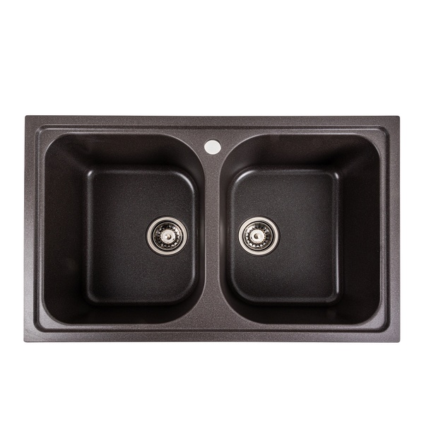 Мийка для кухні гранітна прямокутна PLATINUM 7950 Equatoria 785x498x200мм без сифону на дві чаші коричнева PLS-A35803