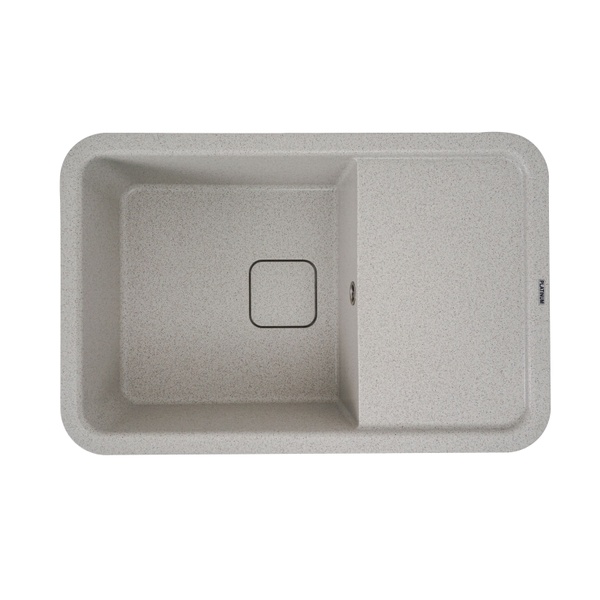 Мийка для кухні гранітна прямокутна PLATINUM 7850 CUBE 775x505x180мм без сифону сіра PLS-A24621