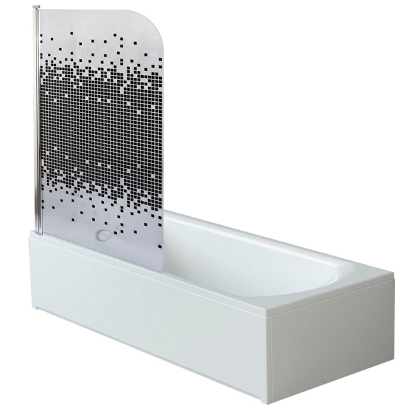 Шторка для ванны стеклянная BRAVO ELBA 80В Mosaic универсальная 140x80см с рисунком 6мм профиль хром 000023252